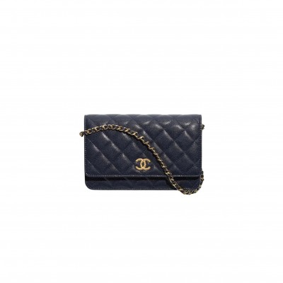 CHANEL WALLET ON CHAIN IN SHINY GRAINED CALFSKIN STRASS AND GOLD TONE METAL (19*12*3cm) 